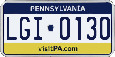 PA license plate LGI0130