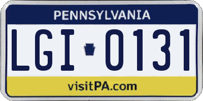 PA license plate LGI0131