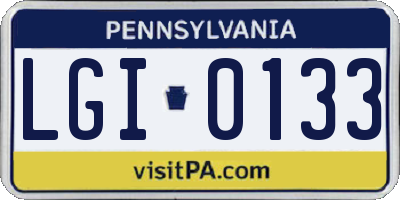 PA license plate LGI0133