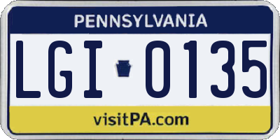 PA license plate LGI0135