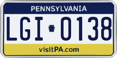 PA license plate LGI0138