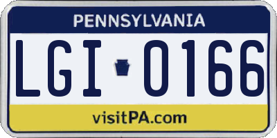 PA license plate LGI0166