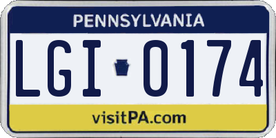 PA license plate LGI0174