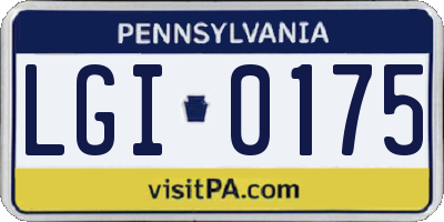 PA license plate LGI0175
