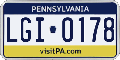 PA license plate LGI0178
