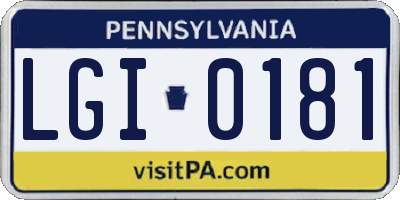 PA license plate LGI0181