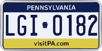 PA license plate LGI0182