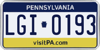 PA license plate LGI0193