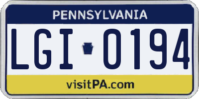 PA license plate LGI0194