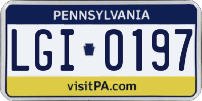 PA license plate LGI0197