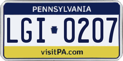 PA license plate LGI0207