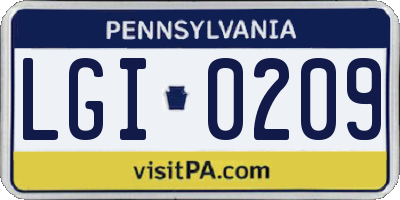 PA license plate LGI0209