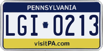 PA license plate LGI0213