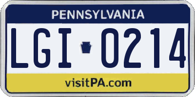PA license plate LGI0214