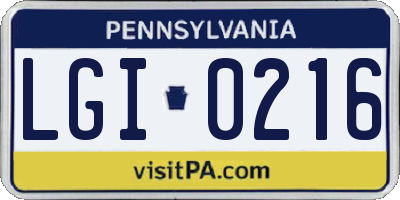 PA license plate LGI0216