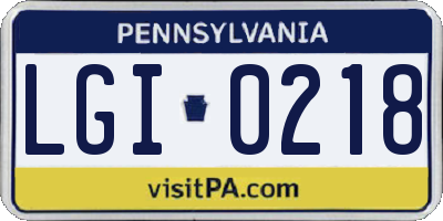 PA license plate LGI0218