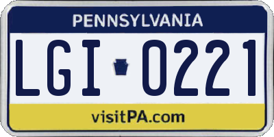 PA license plate LGI0221