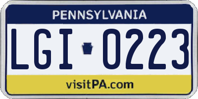 PA license plate LGI0223