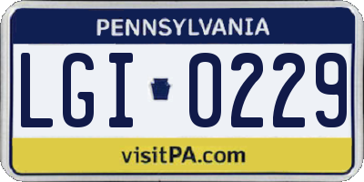 PA license plate LGI0229