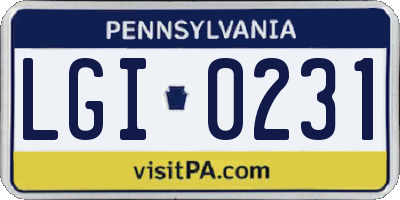 PA license plate LGI0231