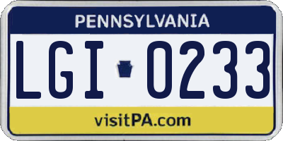 PA license plate LGI0233