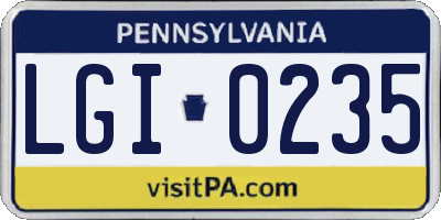 PA license plate LGI0235