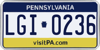 PA license plate LGI0236