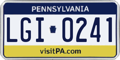 PA license plate LGI0241