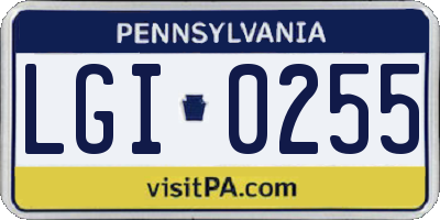 PA license plate LGI0255
