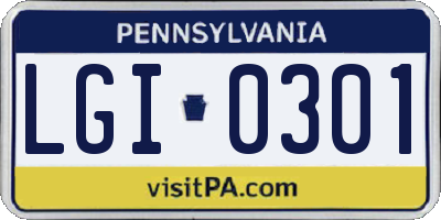 PA license plate LGI0301