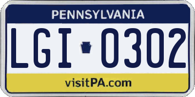 PA license plate LGI0302