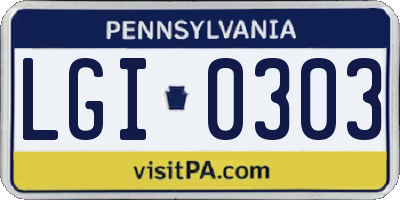 PA license plate LGI0303