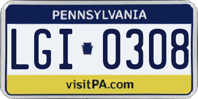 PA license plate LGI0308