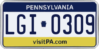 PA license plate LGI0309