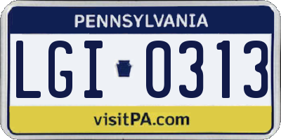 PA license plate LGI0313