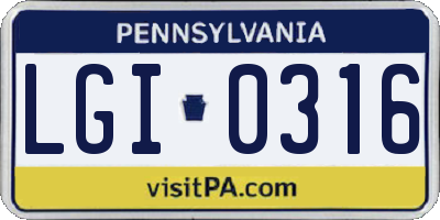 PA license plate LGI0316