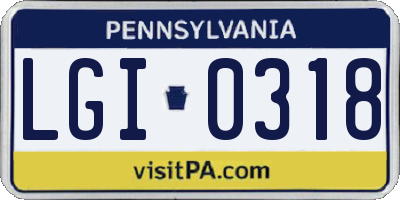 PA license plate LGI0318