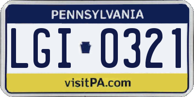 PA license plate LGI0321