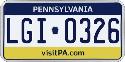 PA license plate LGI0326