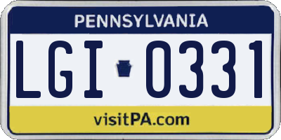 PA license plate LGI0331