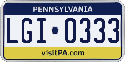 PA license plate LGI0333