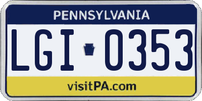 PA license plate LGI0353