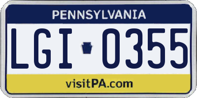 PA license plate LGI0355