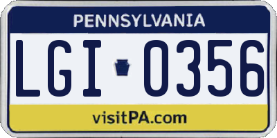 PA license plate LGI0356