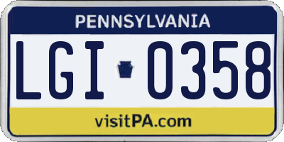 PA license plate LGI0358