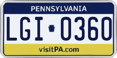 PA license plate LGI0360