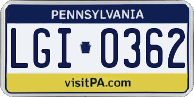 PA license plate LGI0362