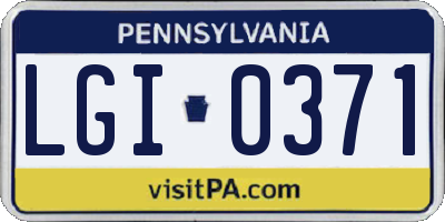 PA license plate LGI0371