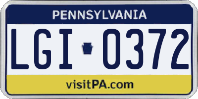 PA license plate LGI0372