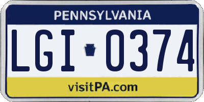 PA license plate LGI0374